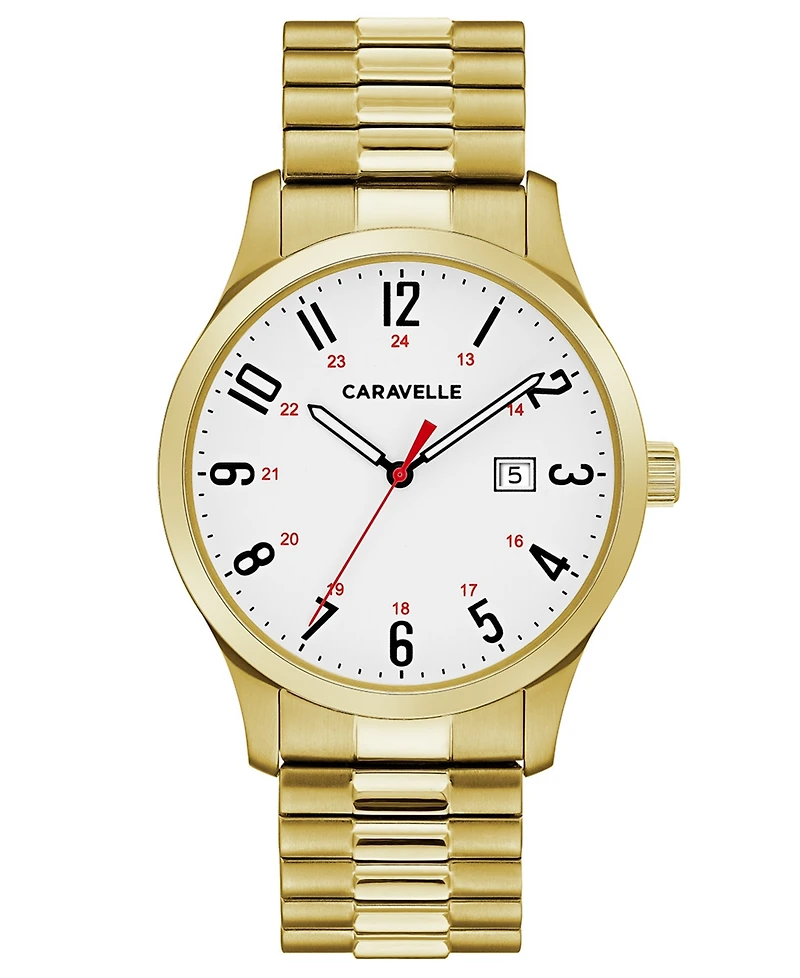 Caravelle Designed by Bulova Men's Gold-Tone Stainless Steel Bracelet Watch 40mm