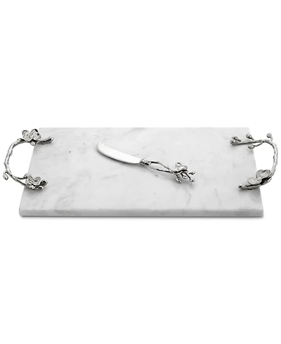 Michael Aram White Orchid Large Marble Cheeseboard With Knife