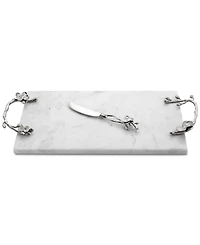 Michael Aram White Orchid Large Marble Cheeseboard With Knife