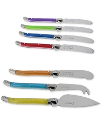 French Home Laguiole Jewel Colors Cheese Knife and Spreader Set, 7 Piece.