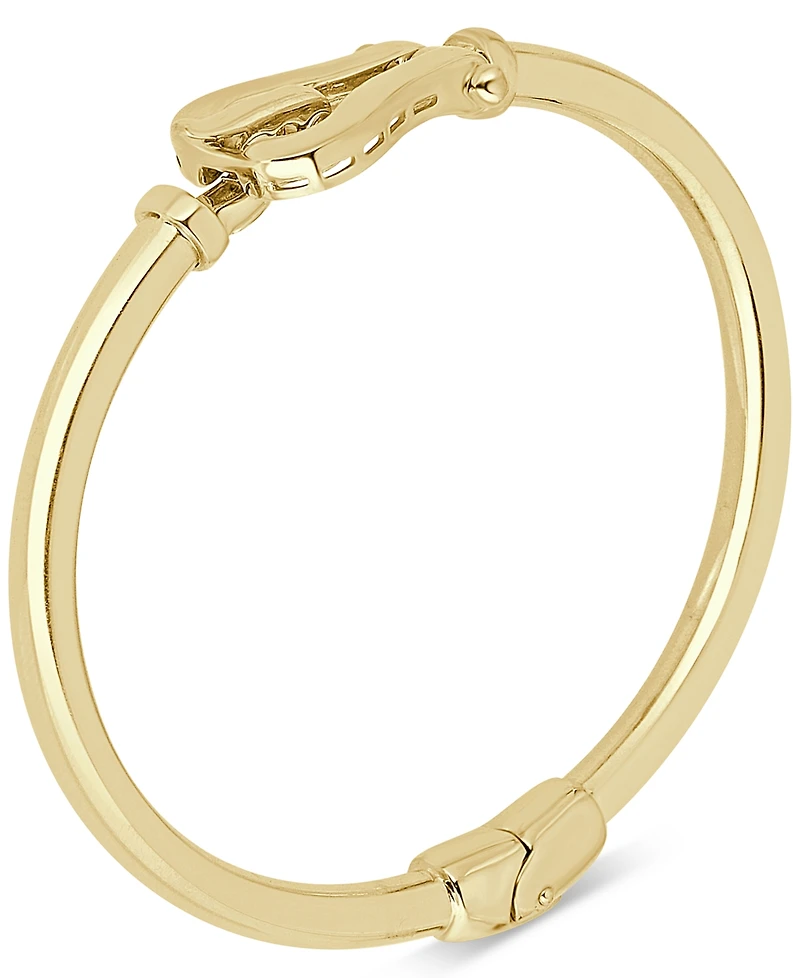 Italian Gold Horseshoe Hook Bangle Bracelet in 14k Gold-Plated Sterling Silver