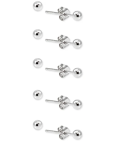 Giani Bernini 5-Pc. Set Small Ball Stud Earrings in Sterling Silver, Created for Macy's