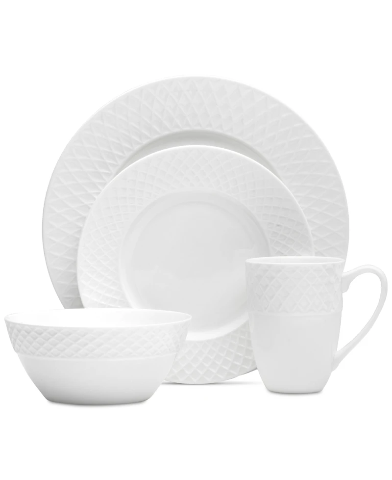 Mikasa Trellis White 16-Pc. Dinnerware Set, Service For 4