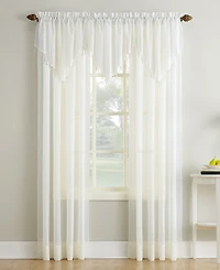 Crushed Sheer Voile Ascot Beaded Rod Pocket Curtain Valance