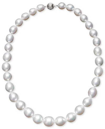 Pearl Necklace, 18" 14k White Gold White Cultured South Sea Graduated Pearl Strand (10-13mm)