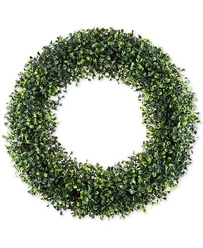 Pure Garden Faux Boxwood 19.5" Round Wreath