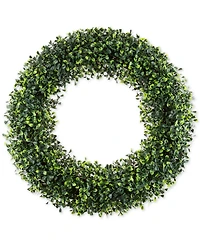 Pure Garden Faux Boxwood 19.5" Round Wreath