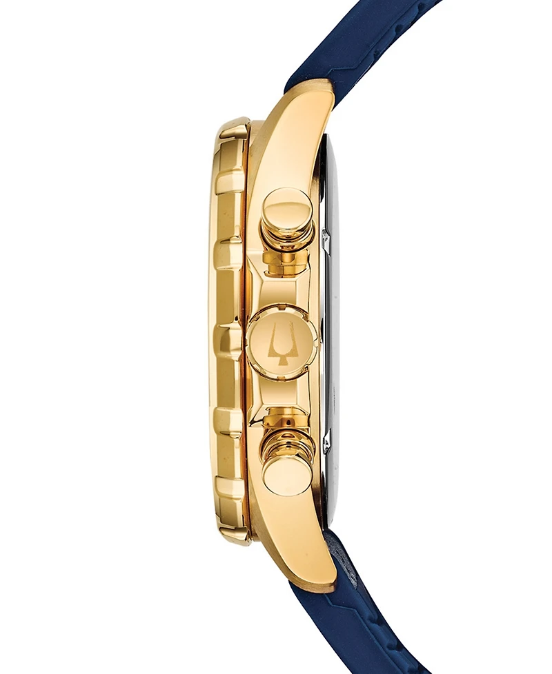 Bulova Men's Chronograph Marine Star Blue Leather & Silicone Strap Watch 43mm