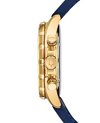 Bulova Men's Chronograph Marine Star Blue Leather & Silicone Strap Watch 43mm