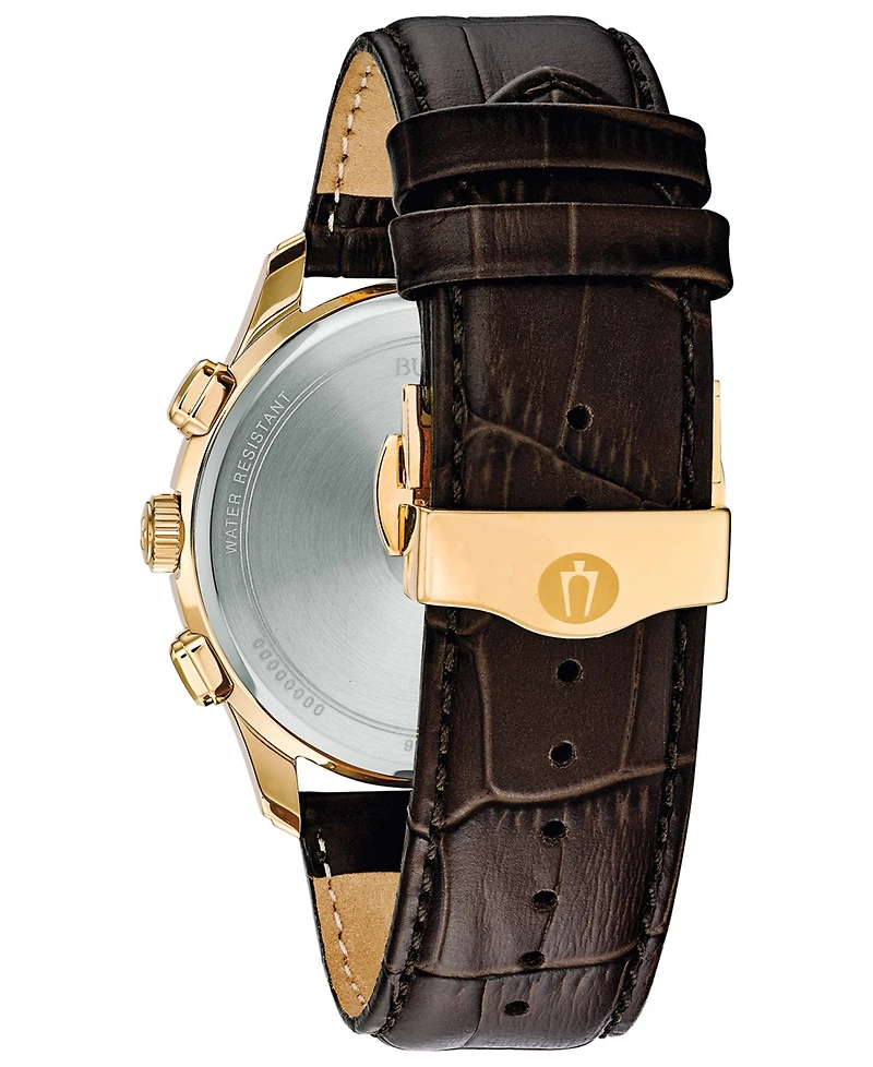Bulova Men's Chronograph Wilton Brown Leather Strap Watch 46.5mm