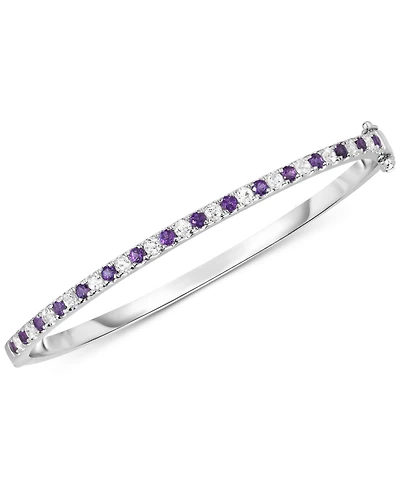 Amethyst (1 ct. t.w.) & White Topaz (1-3/8 ct. t.w.) Bangle Bracelet in Sterling Silver