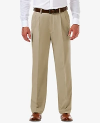 Haggar Men's Cool 18 Pro Classic-Fit Expandable Waist Pleated Stretch Dress Pants