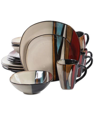 Gibson Elite Althea Reactive Glaze Teal 16-Piece Dinnerware Set, Service for 4