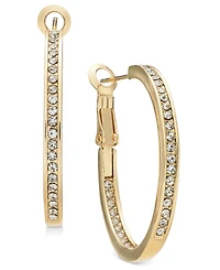 And Now This Medium Crystal Inside Out Medium Hoop in Silver Plate Earrings