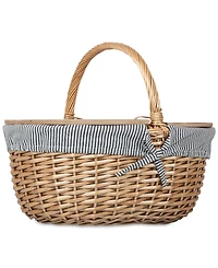 Picnic Time Country Navy & White Striped Picnic Basket