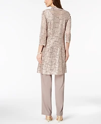 R & M Richards 3-Pc. Sequined Lace Pantsuit Jacket