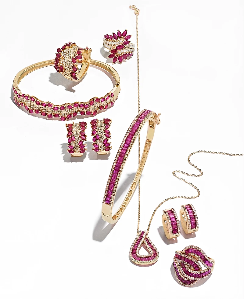 Effy Ruby (4-3/8 ct. t.w.) and Diamond (3/4 ct. t.w.) Bangle Bracelet in 14k Rose Gold, Created for Macy's