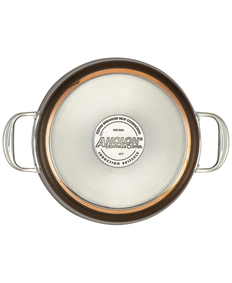 Anolon Nouvelle Copper Luxe Hard-Anodized Nonstick Cookware Set, 3-Piece, Sable