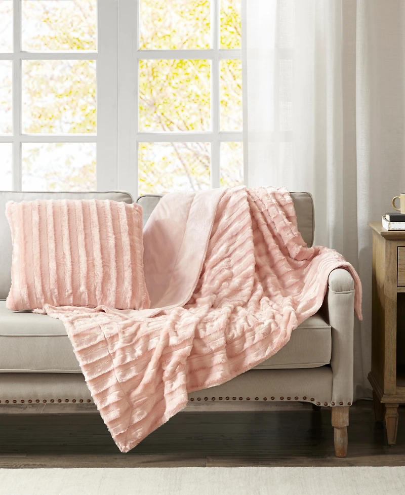 Madison Park Duke Ribbed Faux-Fur Decorative Pillow, 20" x