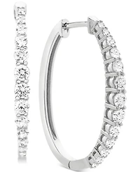 Diamond Hoop Earrings (1 ct. t.w.) 14k White or Yellow Gold