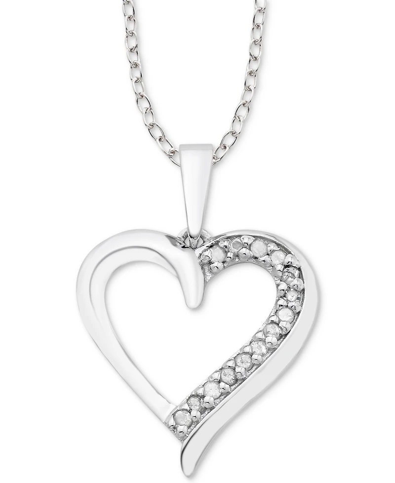 Diamond Heart 18" Pendant Necklace (1/10 ct. t.w.) in Sterling Silver