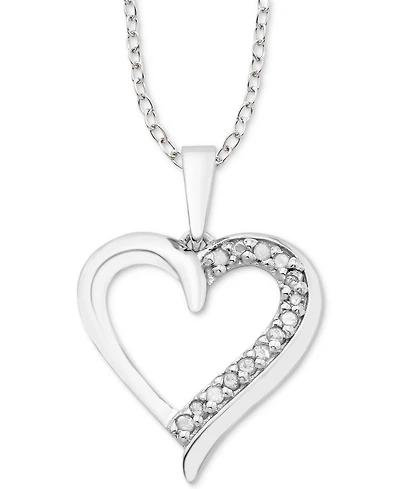 Diamond Heart 18" Pendant Necklace (1/10 ct. t.w.) in Sterling Silver