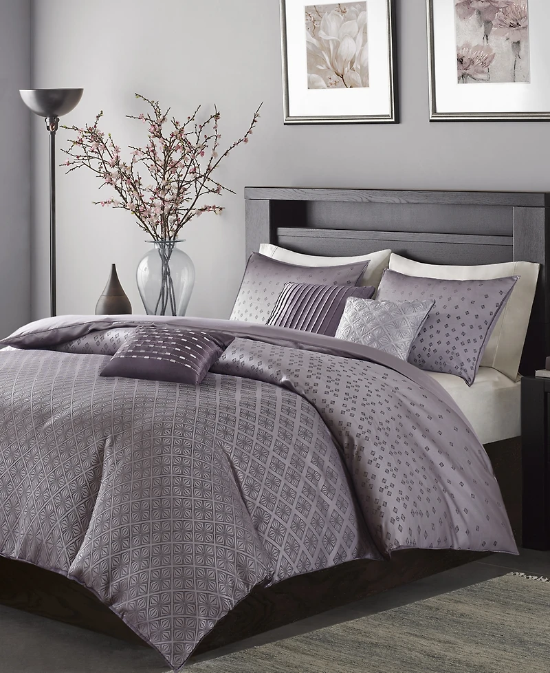 Madison Park Biloxi Geometric Jacquard 6-Pc. Duvet Cover Set, King/California King