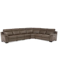 Closeout! Julius 150" Ii 6-Pc. Leather Sectional Sofa With 2 Power Recliners, Power Headrests & Usb Power Outlet, Created for Macy's