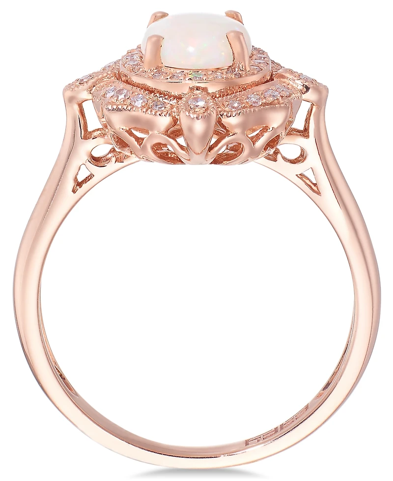 Effy Opal (5/8 ct. t.w.) and Diamond (1/6 Oval Ring 14k Rose Gold