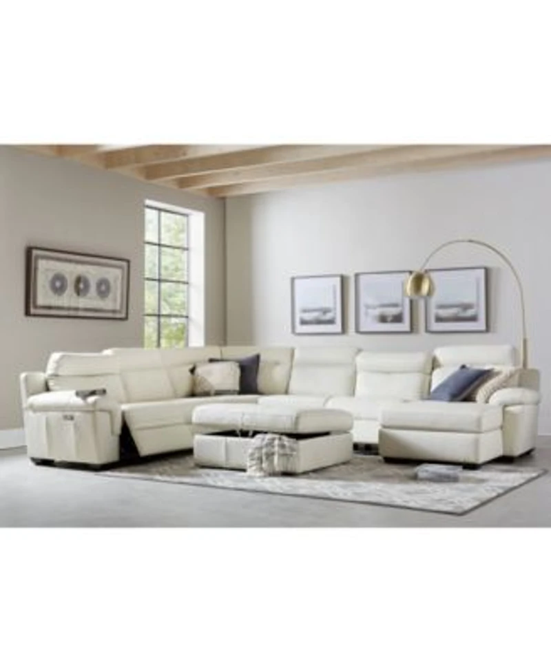Closeout Julius Ii Leather Power Reclining Sectional Sofa Collection With Power Headrests Usb Power Outlet Created For Macys
