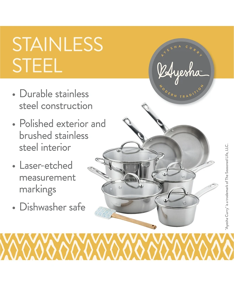 Ayesha Curry Home Collection 11-Pc. Stainless Steel Cookware Set