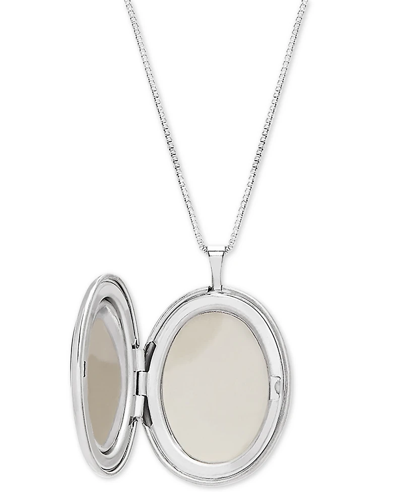 Mother & Infant Cameo Locket 18" Pendant Necklace in Sterling Silver