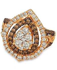 Le Vian Chocolate & Nude Diamond Cluster Halo Ring (1-9/10 ct. t.w.) in 14k Rose
