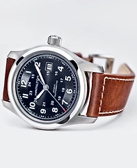 Hamilton Men's Swiss Automatic Khaki Field Brown Leather Strap Watch 42mm H70555533
