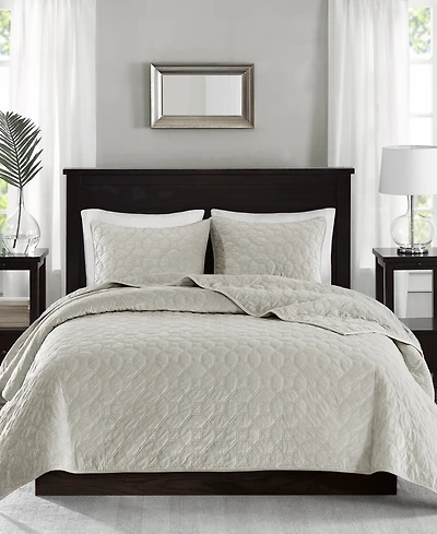 Madison Park Harper Quilted Velvet 3-Pc. Quilt Set
