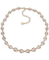 Anne Klein Gold-Tone Pave & Imitation Pearl Collar Necklace, 16" + 3" extender