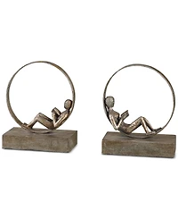 Uttermost Lounging Reader Set of 2 Antique-Look Bookends