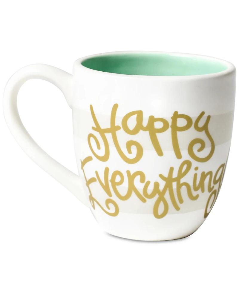 Happy Everything White Stripe Mug