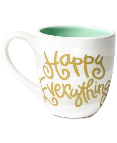 Happy Everything White Stripe Mug