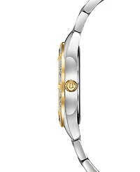 Bulova Women's Sutton Diamond (1/10 ct. t.w.) Two-Tone Stainless Steel Bracelet Watch 32.5mm