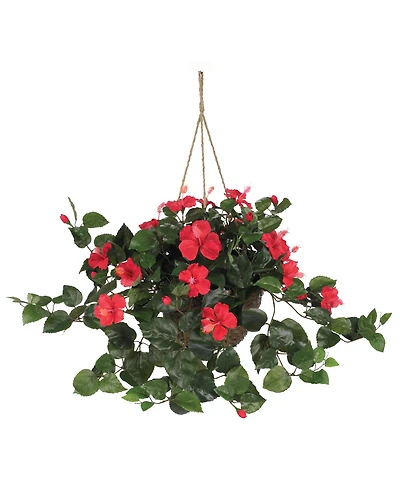 Nearly Natural Hibiscus Artificial Plant Hanging Basket