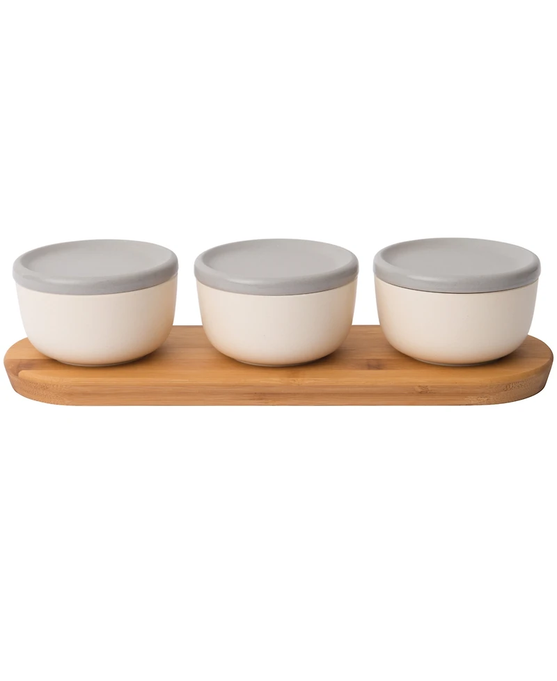 BergHOFF Leo Collection 6-Pc. Covered Bowl Set with Bamboo Tray