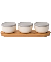BergHOFF Leo Collection 6-Pc. Covered Bowl Set with Bamboo Tray