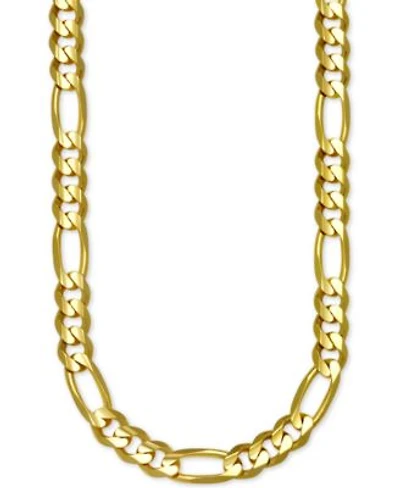 Italian Gold Figaro Link Chain Necklace 7mm Collection In Solid 14k Gold
