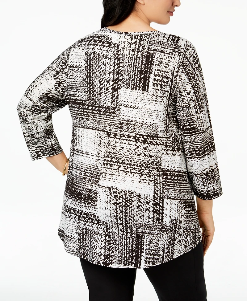 Jm Collection Plus Printed Top, Created for Macy's