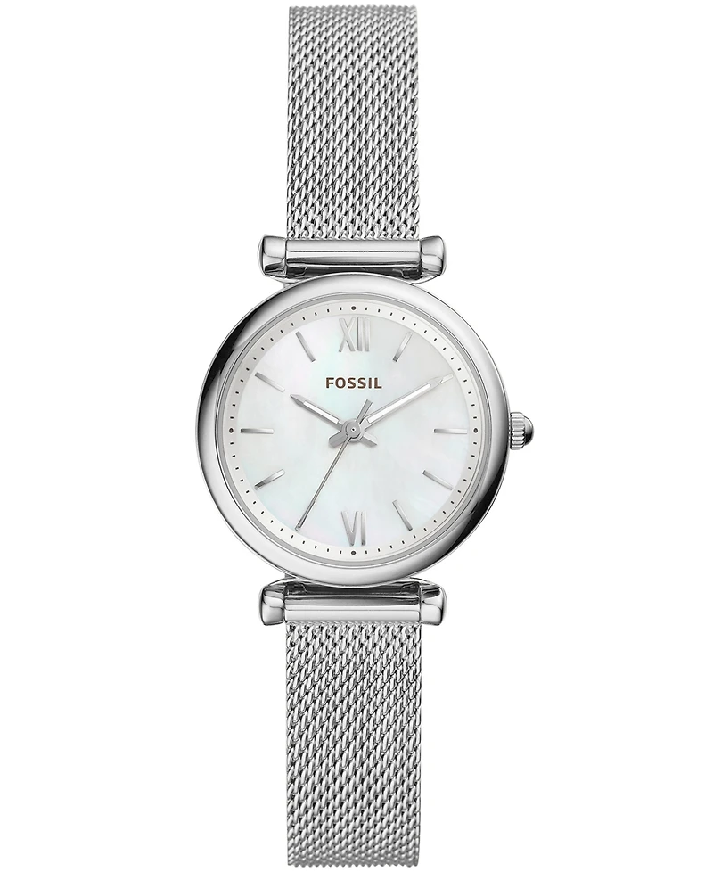 Fossil Women's Mini Carlie Stainless Steel Mesh Bracelet Watch 28mm