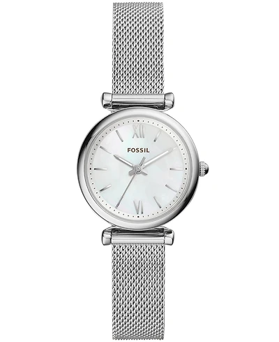 Fossil Women's Mini Carlie Stainless Steel Mesh Bracelet Watch 28mm