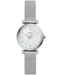 Fossil Women's Mini Carlie Stainless Steel Mesh Bracelet Watch 28mm