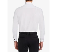 Michelsons of London Men's Classic/Regular Fit Stretch Solid Wing Collar French Cuff Tuxedo Shirt