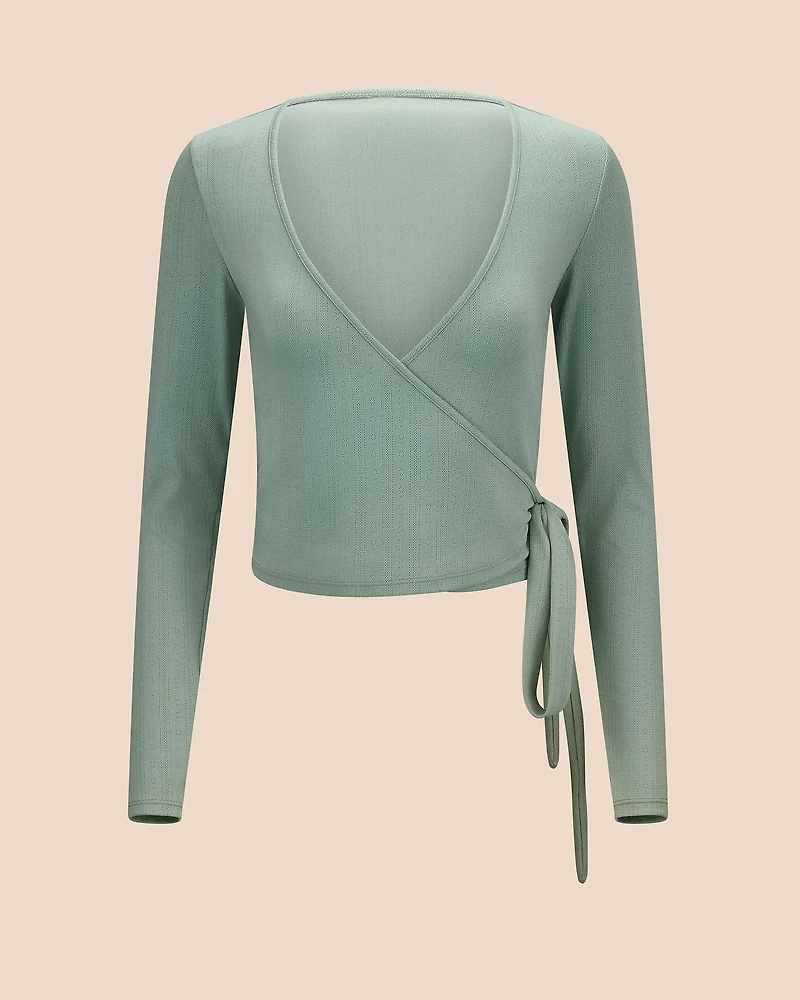 Pointelle Ballet Wrap Long Sleeve